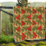 Vintage Christmas Poinsettia Print Quilt