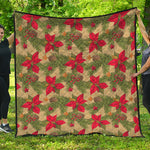 Vintage Christmas Poinsettia Print Quilt