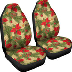 Vintage Christmas Poinsettia Print Universal Fit Car Seat Covers