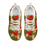 Vintage Christmas Poinsettia Print White Sneakers