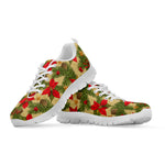 Vintage Christmas Poinsettia Print White Sneakers