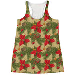 Vintage Christmas Poinsettia Print Women's Racerback Tank Top