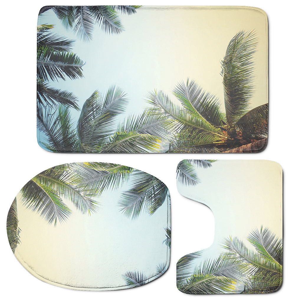 Vintage Coconut Tree Print 3 Piece Bath Mat Set