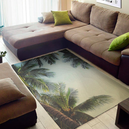 Vintage Coconut Tree Print Area Rug