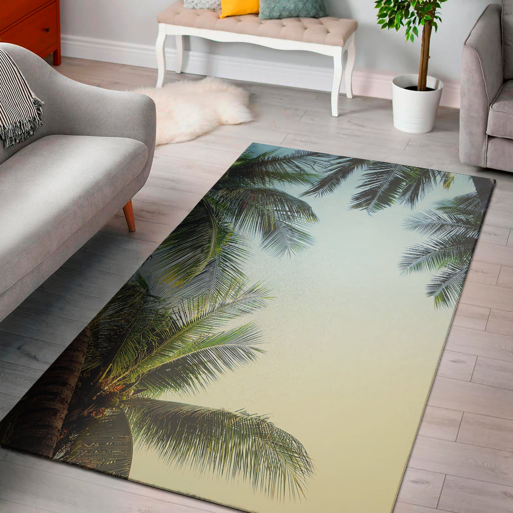 Vintage Coconut Tree Print Area Rug
