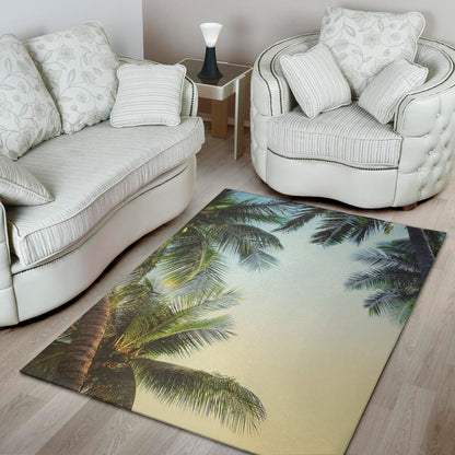 Vintage Coconut Tree Print Area Rug