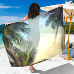 Vintage Coconut Tree Print Beach Sarong Wrap