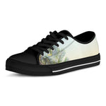 Vintage Coconut Tree Print Black Low Top Shoes