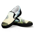 Vintage Coconut Tree Print Black Slip On Sneakers