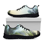 Vintage Coconut Tree Print Black Sneakers