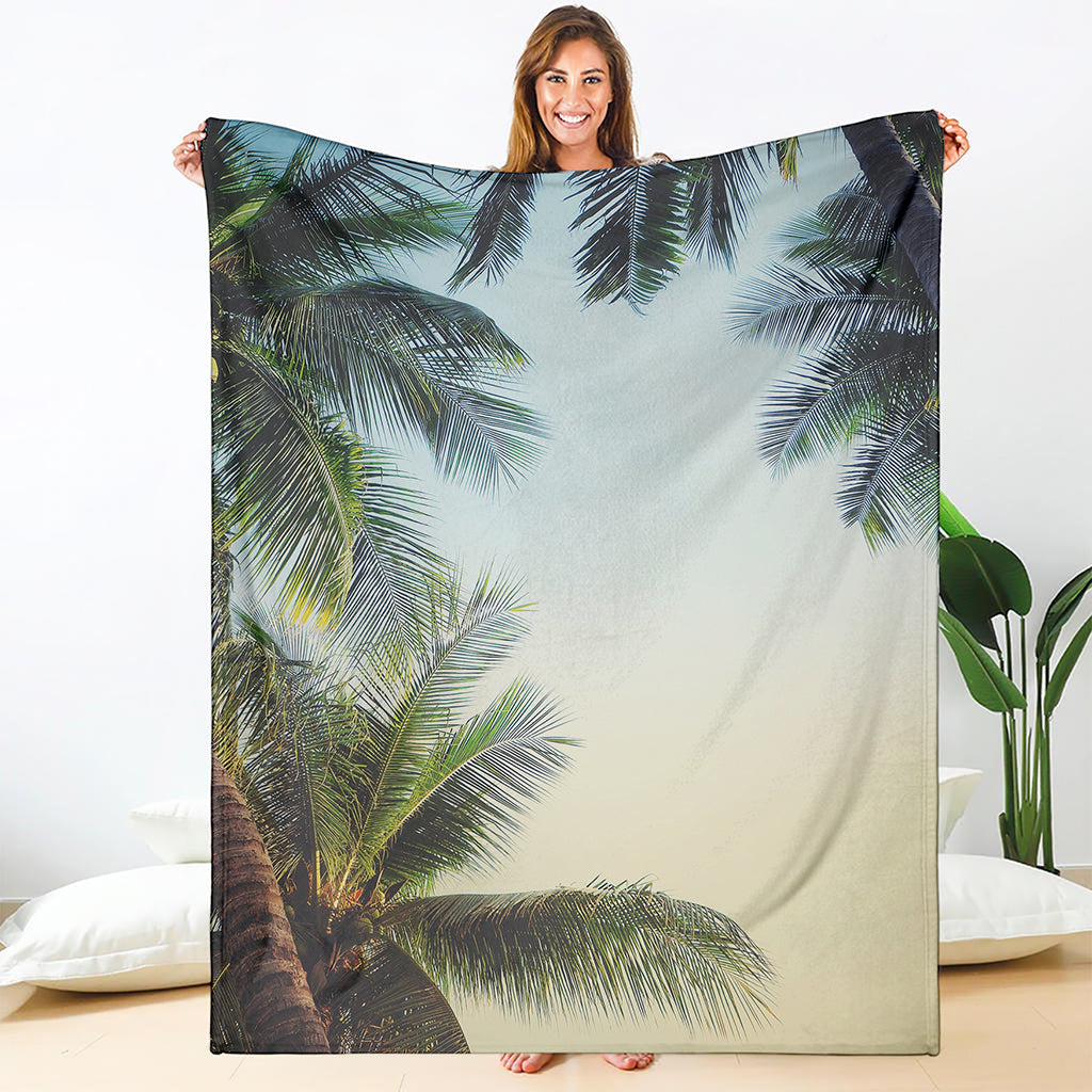 Vintage Coconut Tree Print Blanket