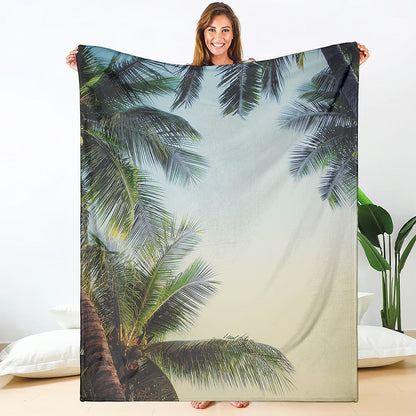 Vintage Coconut Tree Print Blanket