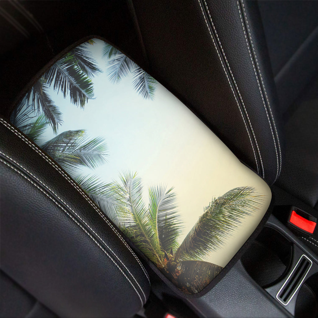 Vintage Coconut Tree Print Car Center Console Cover