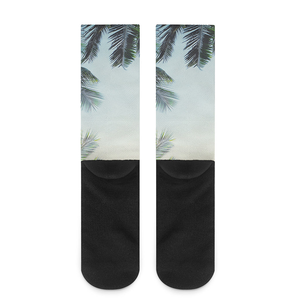 Vintage Coconut Tree Print Crew Socks