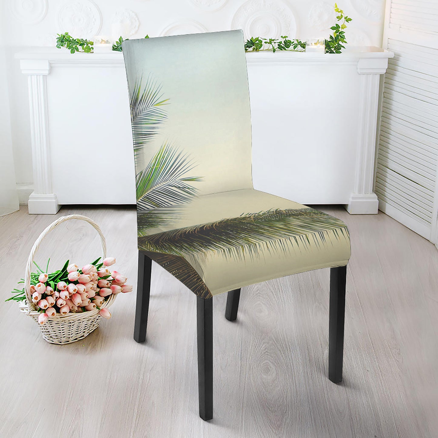 Vintage Coconut Tree Print Dining Chair Slipcover