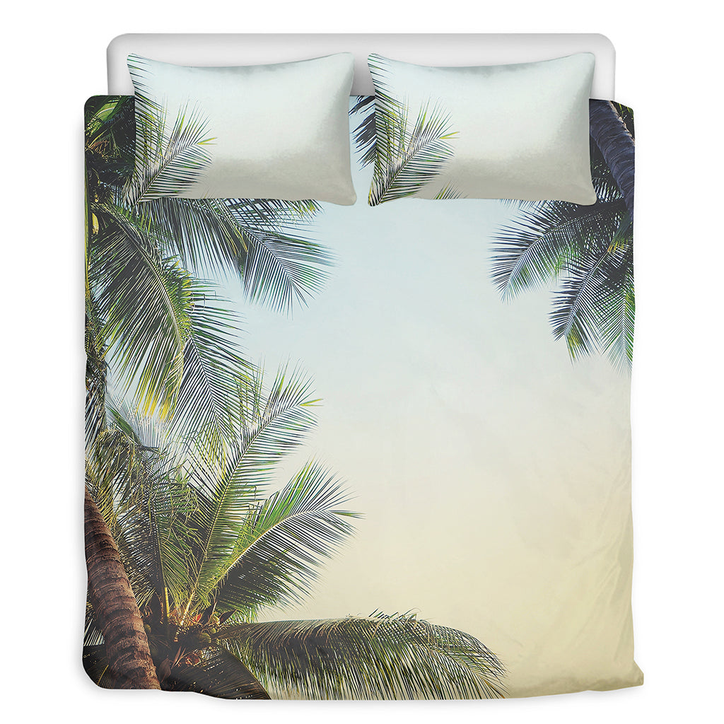 Vintage Coconut Tree Print Duvet Cover Bedding Set