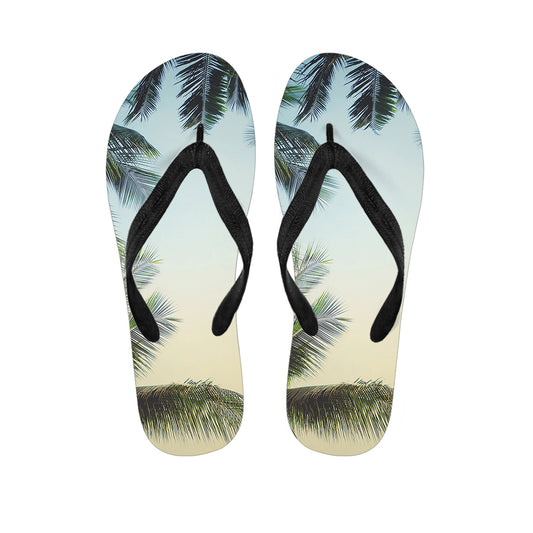 Vintage Coconut Tree Print Flip Flops