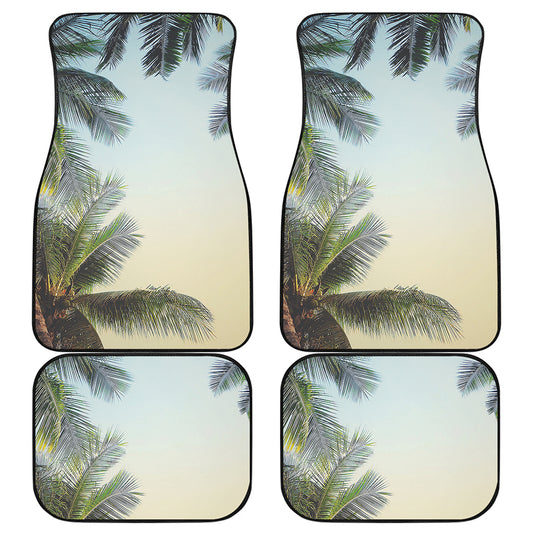 Vintage Coconut Tree Print Front and Back Car Floor Mats