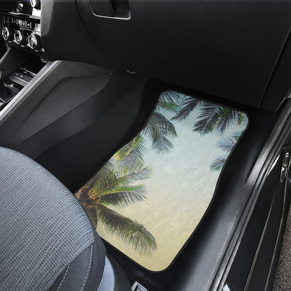 Vintage Coconut Tree Print Front and Back Car Floor Mats