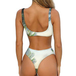 Vintage Coconut Tree Print Front Bow Tie Bikini