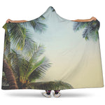 Vintage Coconut Tree Print Hooded Blanket