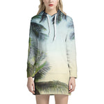 Vintage Coconut Tree Print Hoodie Dress