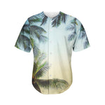 Vintage Coconut Tree Print Men's Baseball Jersey