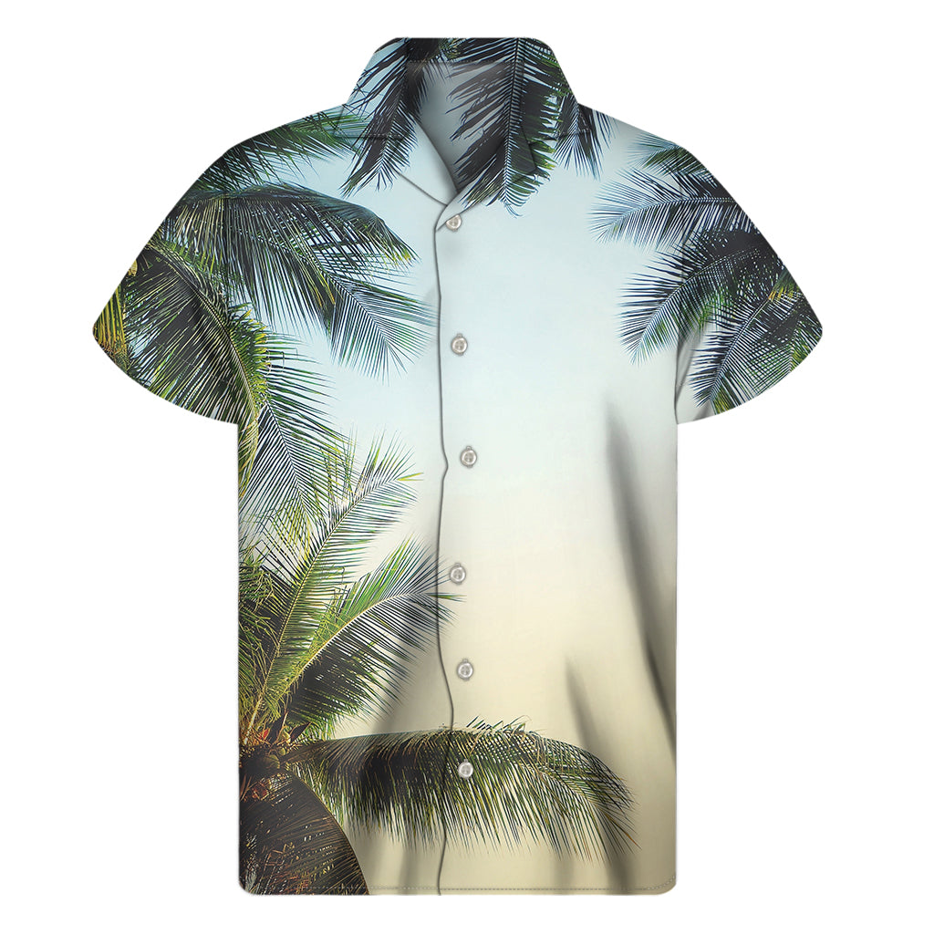 Vintage Coconut Tree Print Men's Short Sleeve Shirt