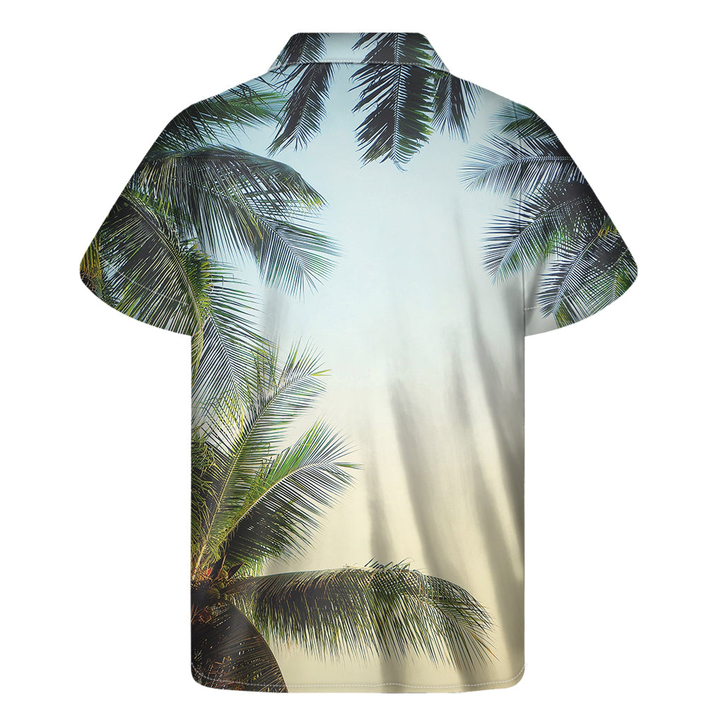 Vintage Coconut Tree Print Men's Short Sleeve Shirt