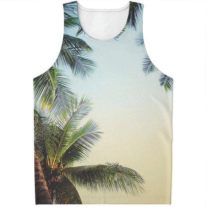 Vintage Coconut Tree Print Men's Tank Top