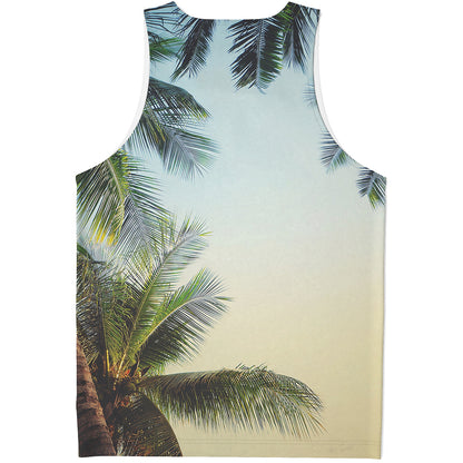 Vintage Coconut Tree Print Men's Tank Top