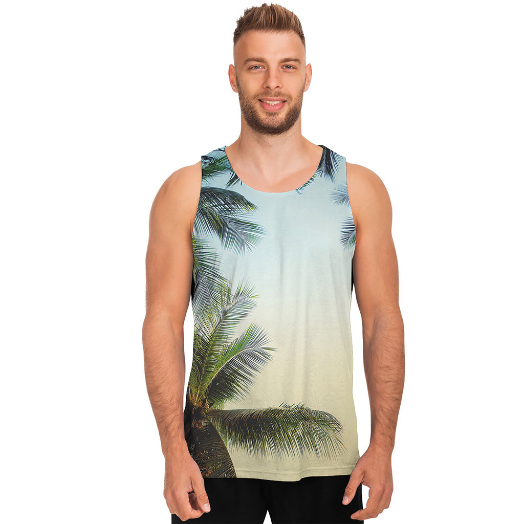 Vintage Coconut Tree Print Men's Tank Top