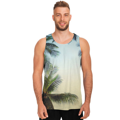 Vintage Coconut Tree Print Men's Tank Top