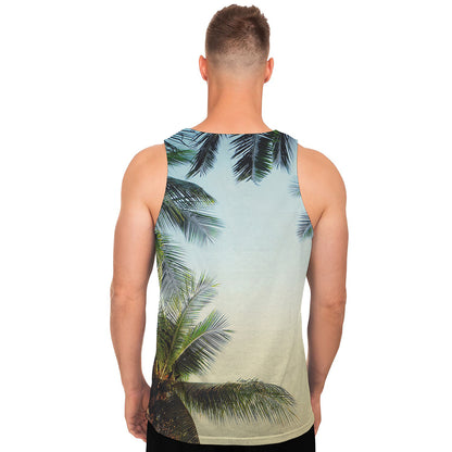 Vintage Coconut Tree Print Men's Tank Top