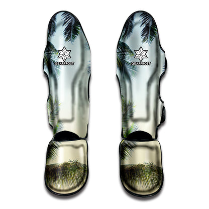 Vintage Coconut Tree Print Muay Thai Shin Guard