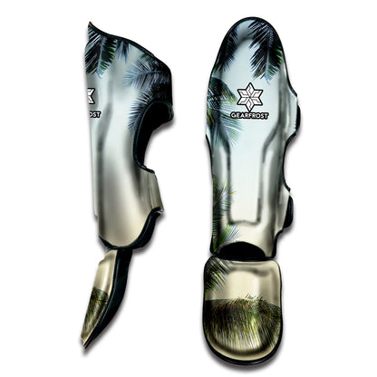 Vintage Coconut Tree Print Muay Thai Shin Guard