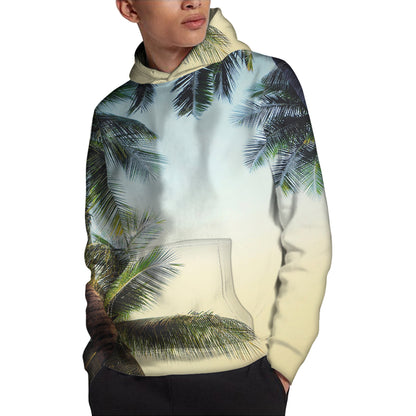 Vintage Coconut Tree Print Pullover Hoodie