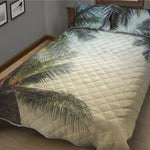 Vintage Coconut Tree Print Quilt Bed Set