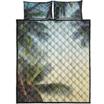 Vintage Coconut Tree Print Quilt Bed Set