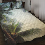 Vintage Coconut Tree Print Quilt Bed Set