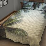 Vintage Coconut Tree Print Quilt Bed Set