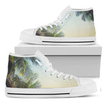 Vintage Coconut Tree Print White High Top Shoes
