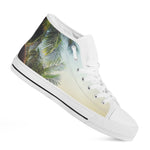 Vintage Coconut Tree Print White High Top Shoes
