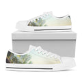 Vintage Coconut Tree Print White Low Top Sneakers