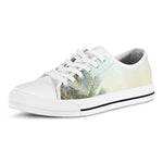 Vintage Coconut Tree Print White Low Top Shoes
