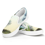 Vintage Coconut Tree Print White Slip On Shoes