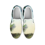 Vintage Coconut Tree Print White Slip On Shoes