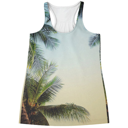 Vintage Coconut Tree Print Women's Racerback Tank Top