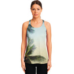 Vintage Coconut Tree Print Women's Racerback Tank Top