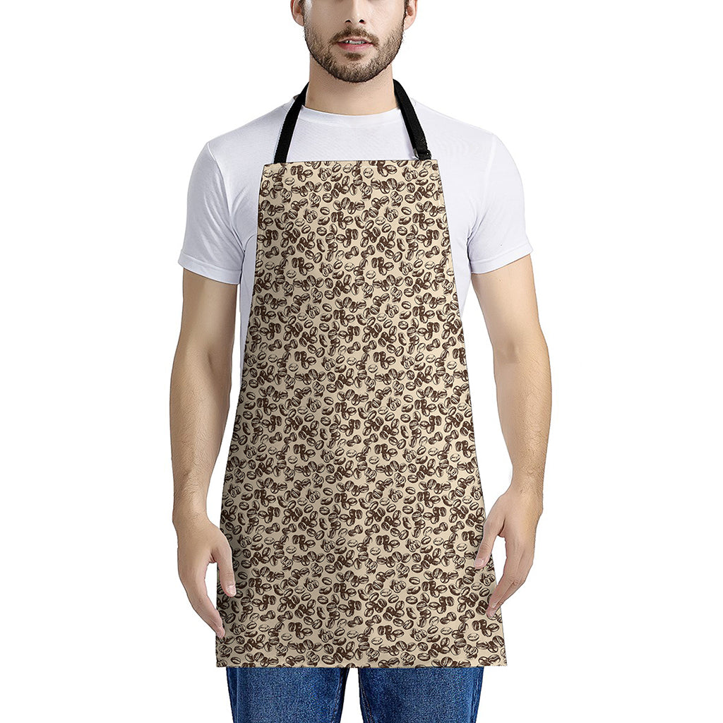Vintage Coffee Bean Pattern Print Apron